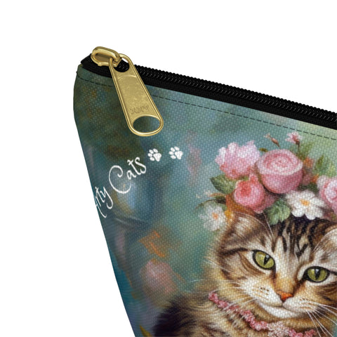 Two Cats in Paris Having Tea And Cakes at Little Posh Cafe, All purpose Accessory Pouch Bag