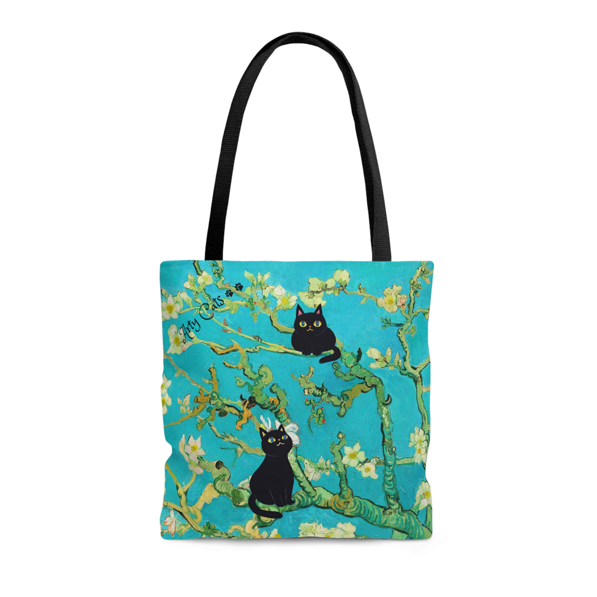 Van Gogh Almond Blossoms With Two Black Cats, Designer Tote Bag