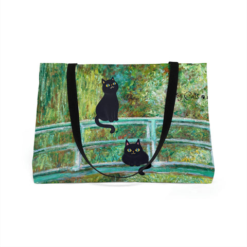 Claude Monet Lily Pond Bridge Art Bag, Arty Cats Bag, Cat Lover Gift, Weekender Tote Bag