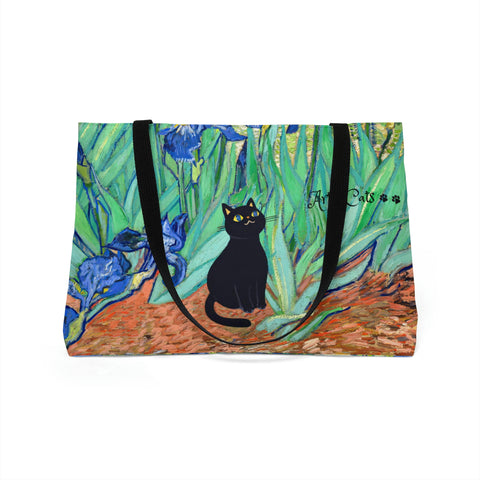 Van Gogh Irises Art Bag, Arty Cats Tote Bag,Cat Lover Gift, Weekender Tote Bag