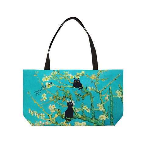 Arty Cats, Van Gogh Almond Blossoms Art Bag, Cat Lover Gift, Weekender Tote Bag