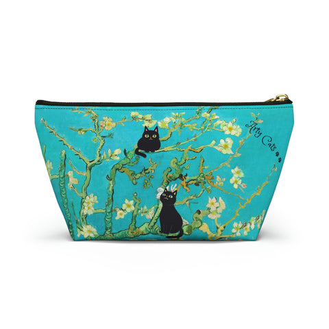 Vincent Van Gogh Almond Blossoms with two adorable cats bag. Cat Lover Gift, All purpose Accessory Pouch