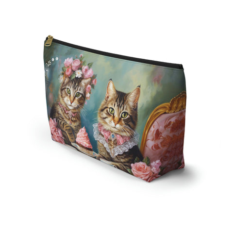 Two Cats in Paris Having Tea And Cakes at Little Posh Cafe, All purpose Accessory Pouch Bag