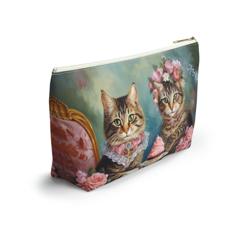 Two Cats in Paris Having Tea And Cakes at Little Posh Cafe, All purpose Accessory Pouch Bag