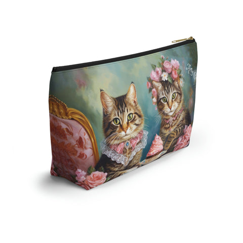 Two Cats in Paris Having Tea And Cakes at Little Posh Cafe, All purpose Accessory Pouch Bag