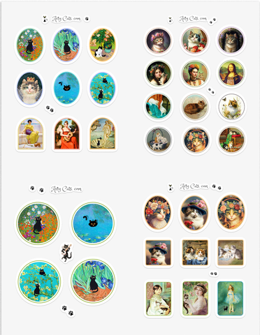 Boho Arty Cats Stickers