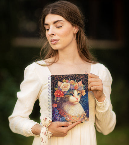 Bohemian Cat - Beautiful Spiral Notebook - Ruled Line