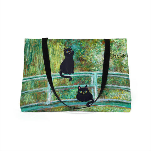 Claude Monet Lily Pond Bridge Art Bag, Arty Cats Bag, Cat Lover Gift, Weekender Tote Bag