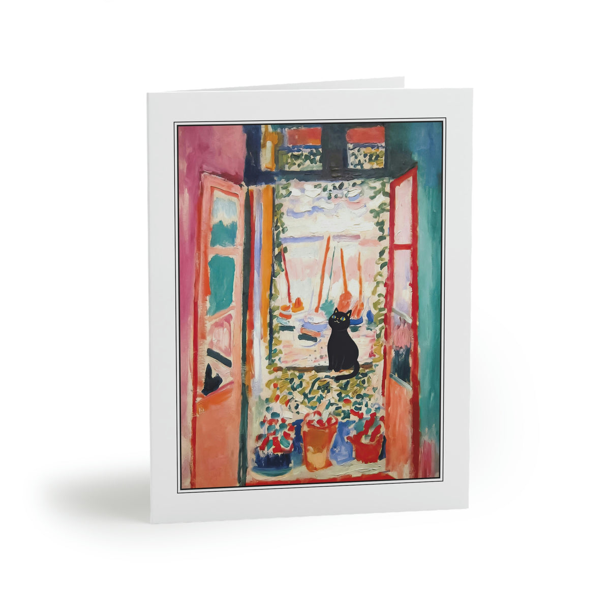 The Open Window Greeting Card with a Cat, Henri Matisse Art Card, Set of 8