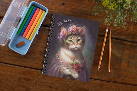 Arty Cats Beautiful Spiral Notebook - Ruled Line